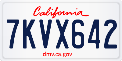 CA license plate 7KVX642