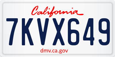 CA license plate 7KVX649