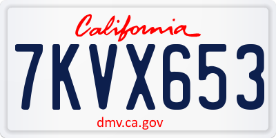 CA license plate 7KVX653
