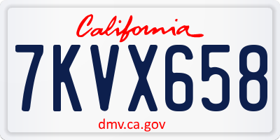 CA license plate 7KVX658