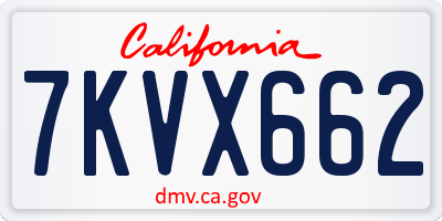 CA license plate 7KVX662