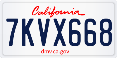 CA license plate 7KVX668