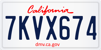 CA license plate 7KVX674