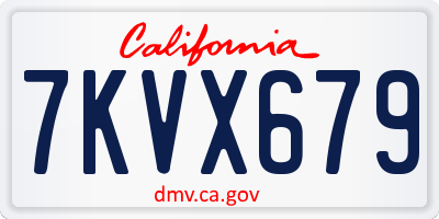 CA license plate 7KVX679
