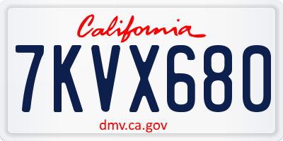 CA license plate 7KVX680