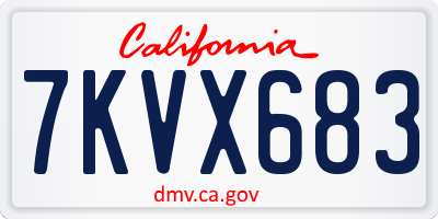 CA license plate 7KVX683