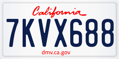 CA license plate 7KVX688