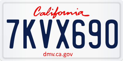 CA license plate 7KVX690