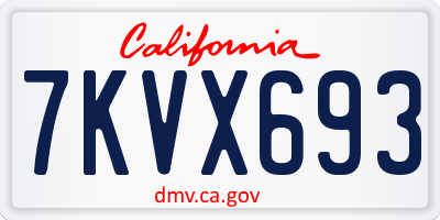 CA license plate 7KVX693
