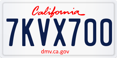 CA license plate 7KVX700