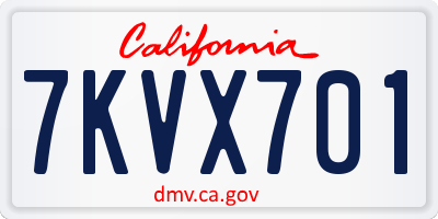 CA license plate 7KVX701