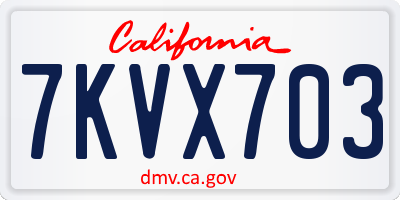 CA license plate 7KVX703