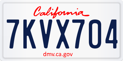 CA license plate 7KVX704