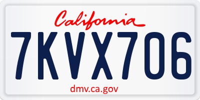 CA license plate 7KVX706