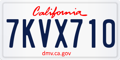 CA license plate 7KVX710