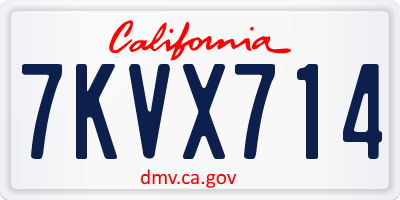 CA license plate 7KVX714