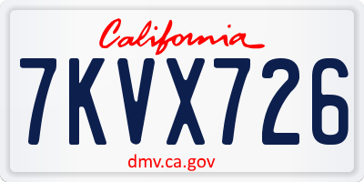 CA license plate 7KVX726