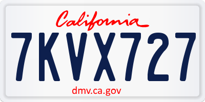 CA license plate 7KVX727
