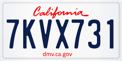 CA license plate 7KVX731