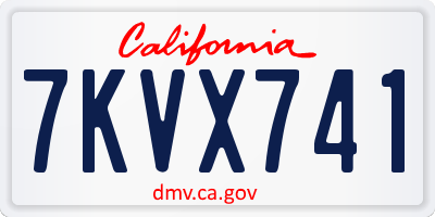 CA license plate 7KVX741