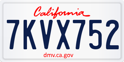 CA license plate 7KVX752