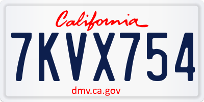 CA license plate 7KVX754