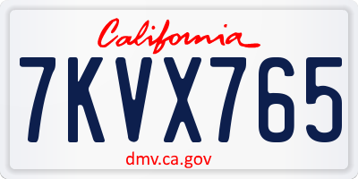 CA license plate 7KVX765