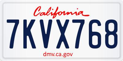CA license plate 7KVX768