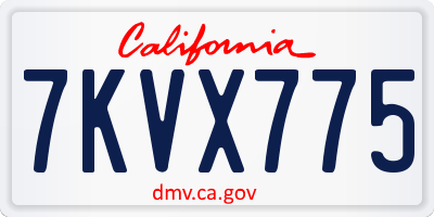 CA license plate 7KVX775