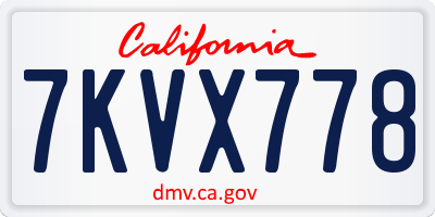 CA license plate 7KVX778