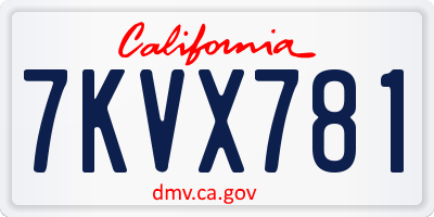 CA license plate 7KVX781
