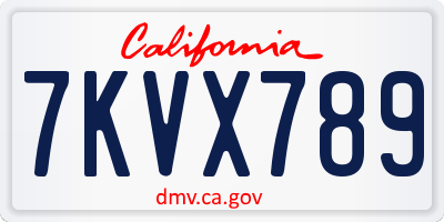 CA license plate 7KVX789