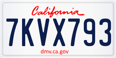 CA license plate 7KVX793