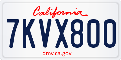 CA license plate 7KVX800