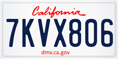 CA license plate 7KVX806