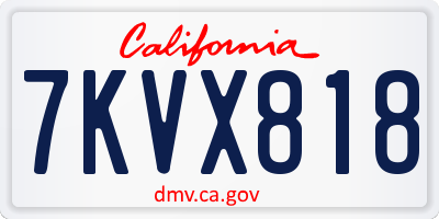 CA license plate 7KVX818
