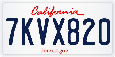 CA license plate 7KVX820