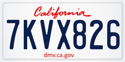 CA license plate 7KVX826