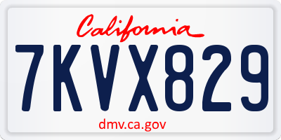 CA license plate 7KVX829