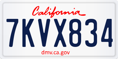 CA license plate 7KVX834