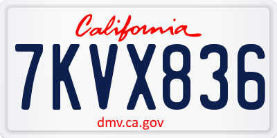 CA license plate 7KVX836