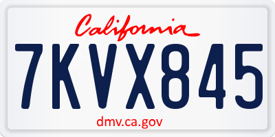 CA license plate 7KVX845