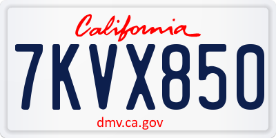CA license plate 7KVX850