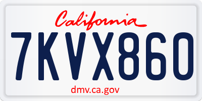 CA license plate 7KVX860