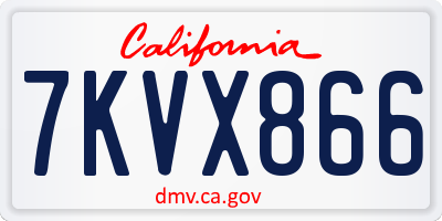 CA license plate 7KVX866