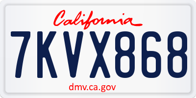 CA license plate 7KVX868