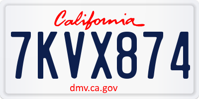 CA license plate 7KVX874