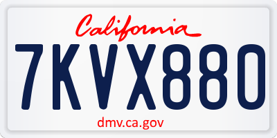 CA license plate 7KVX880