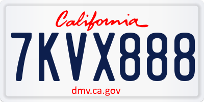 CA license plate 7KVX888