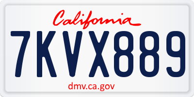 CA license plate 7KVX889